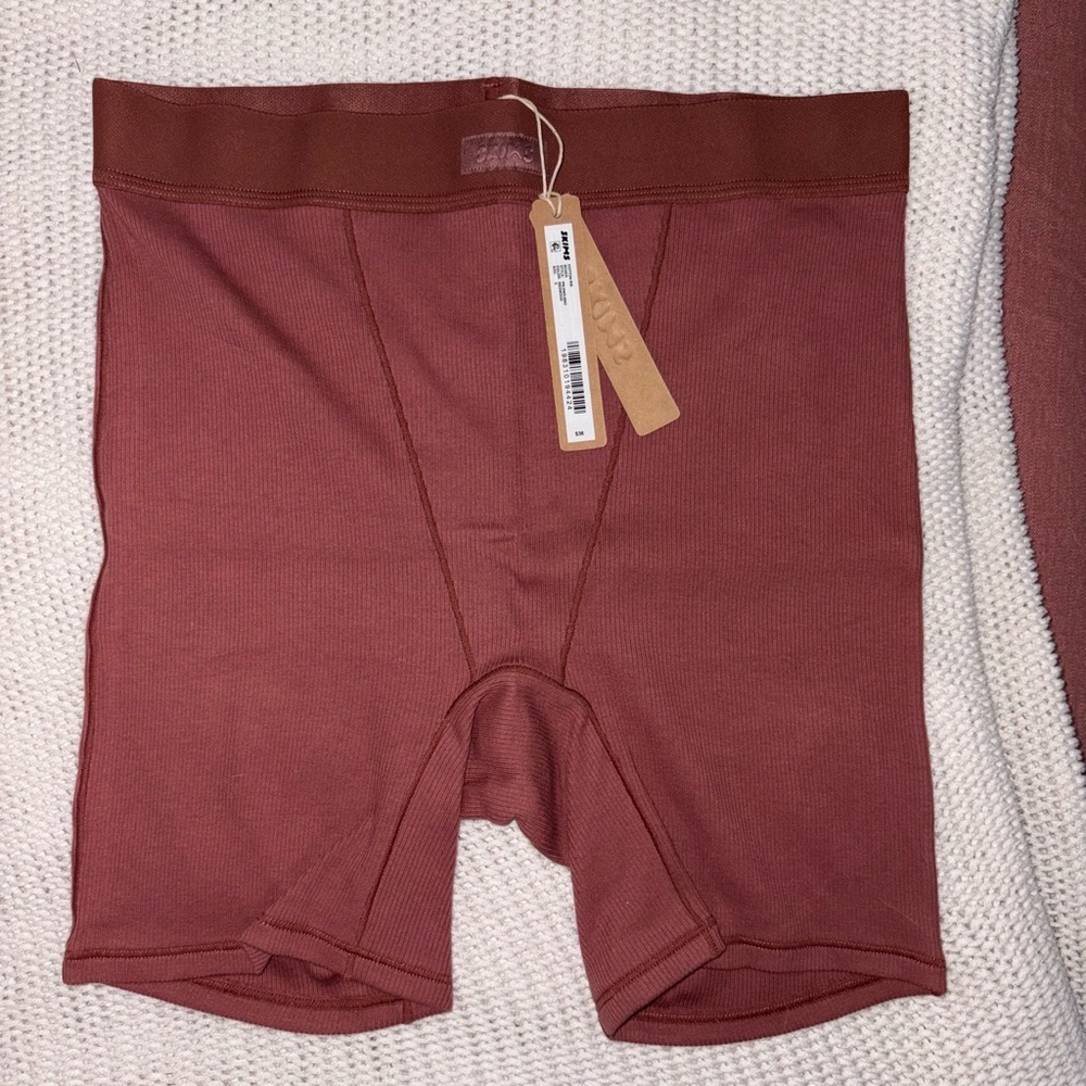 SKIMS Redwood Cotton Rib Boxer
